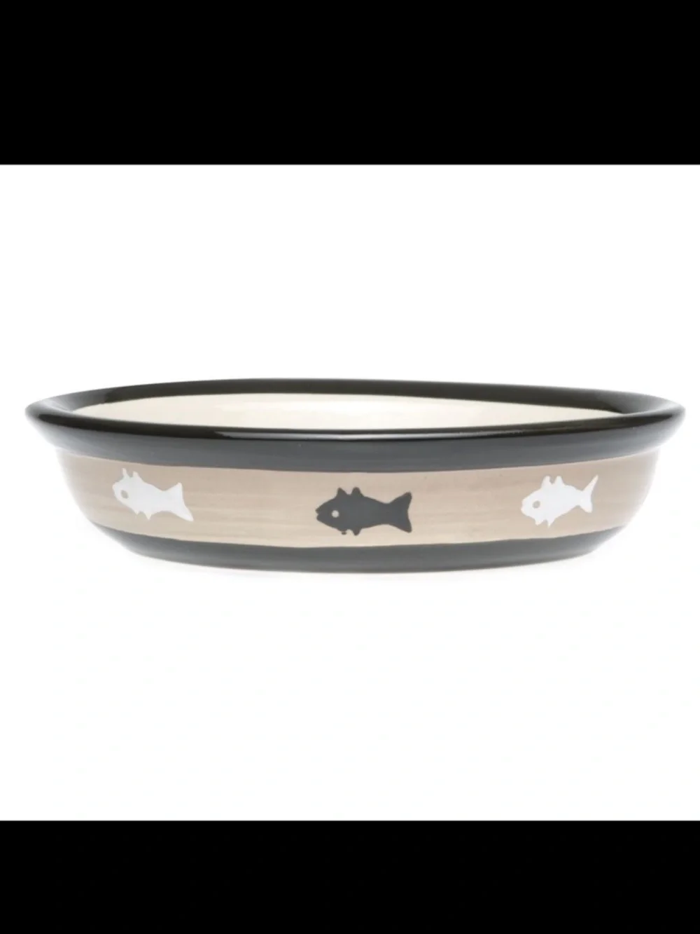 Ceramic Fish Pattern Oval Pet Bowl - set if 2
